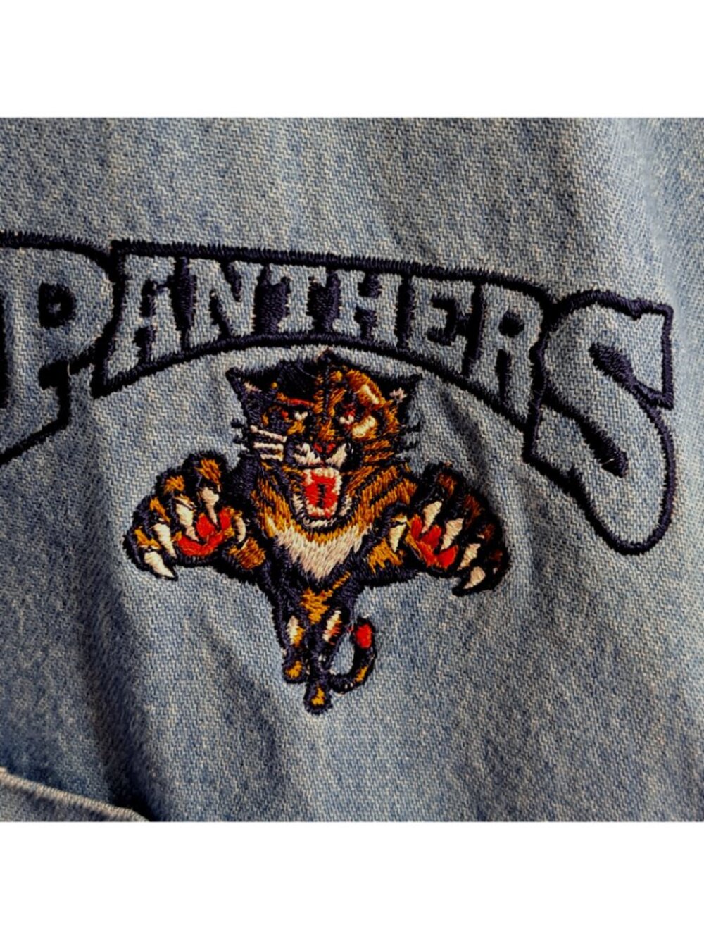 True-Fan Sportswear Men's Denim Florida Panthers Button-Down Shirt Blue - Picture 4 of 7